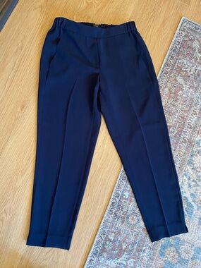 J. Crew Pull On Easy Pant in Matte Crepe Navy Blue